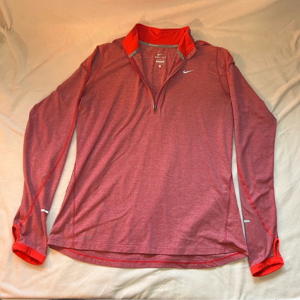 Nike Women’s Red Dri-FIT Running Shirt Size Large w/Thumbholes